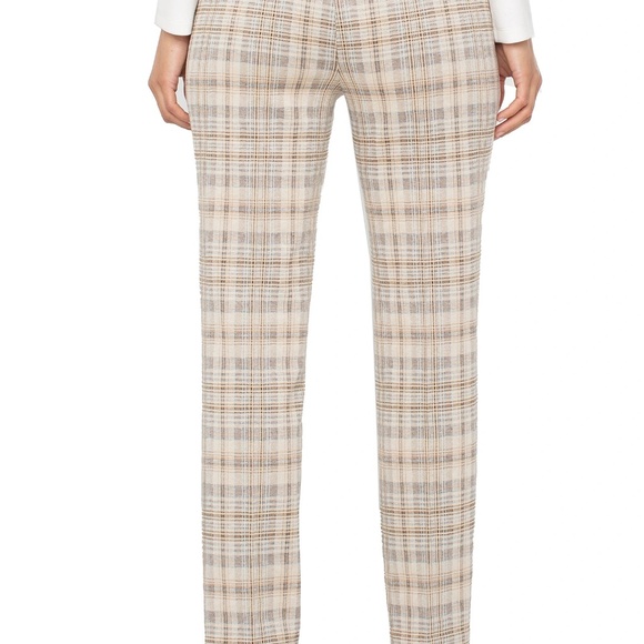 LIVERPOOL HI-RISE KELSEY TROUSER Size 1414 / KHAKI CREAM PLAID - Picture 2 of 4
